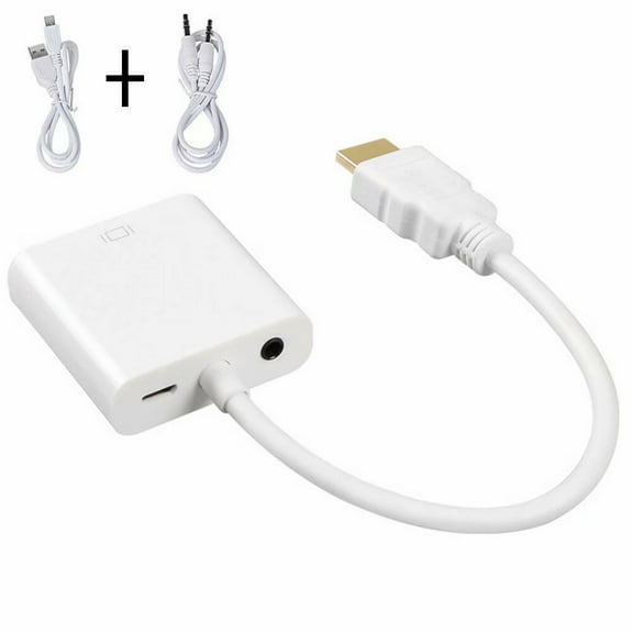 HDMI to VGA Adapter, Gold-Plated HDMI to VGA Converter (Male to Female) with 3.5mm Audio Port for Computer, Desktop, Laptop, PC, Monitor, Projector, HDTV, Chromebook, Raspberry Pi, Roku, Xbox