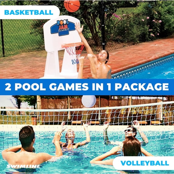 Pool Jam Combo Inground Pool Basketball and Volleyball Set with Hardbody Design