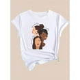 thumbnail image 3 of T-Shirt à Manches Courtes Col Rond Mode Décontractée Imprimé Groupe de Sœurs Heureuses Noir pour Femmes, 3 of 7