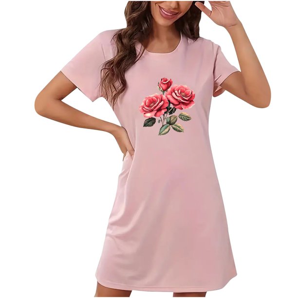 Camisón corto de talla grande para mujer, camisón de manga corta con estampado de pecho a la moda, camisón para mujer