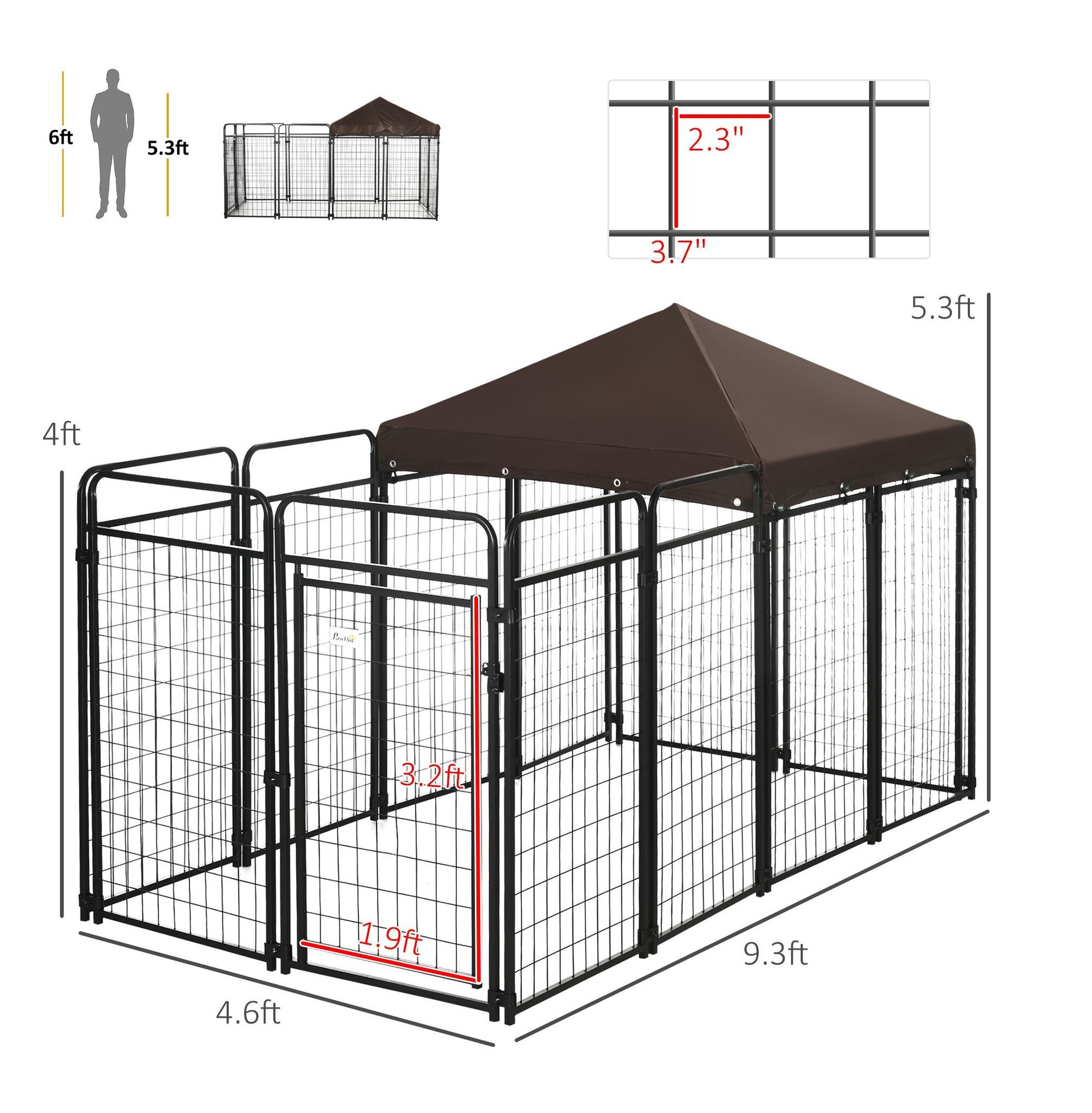 Outdoor Dog Kennel 9.3x4.6 Exercise Pen with UV Protection, Water-Resistant Dog Run for Medium Large Dogs Up to 66lbs