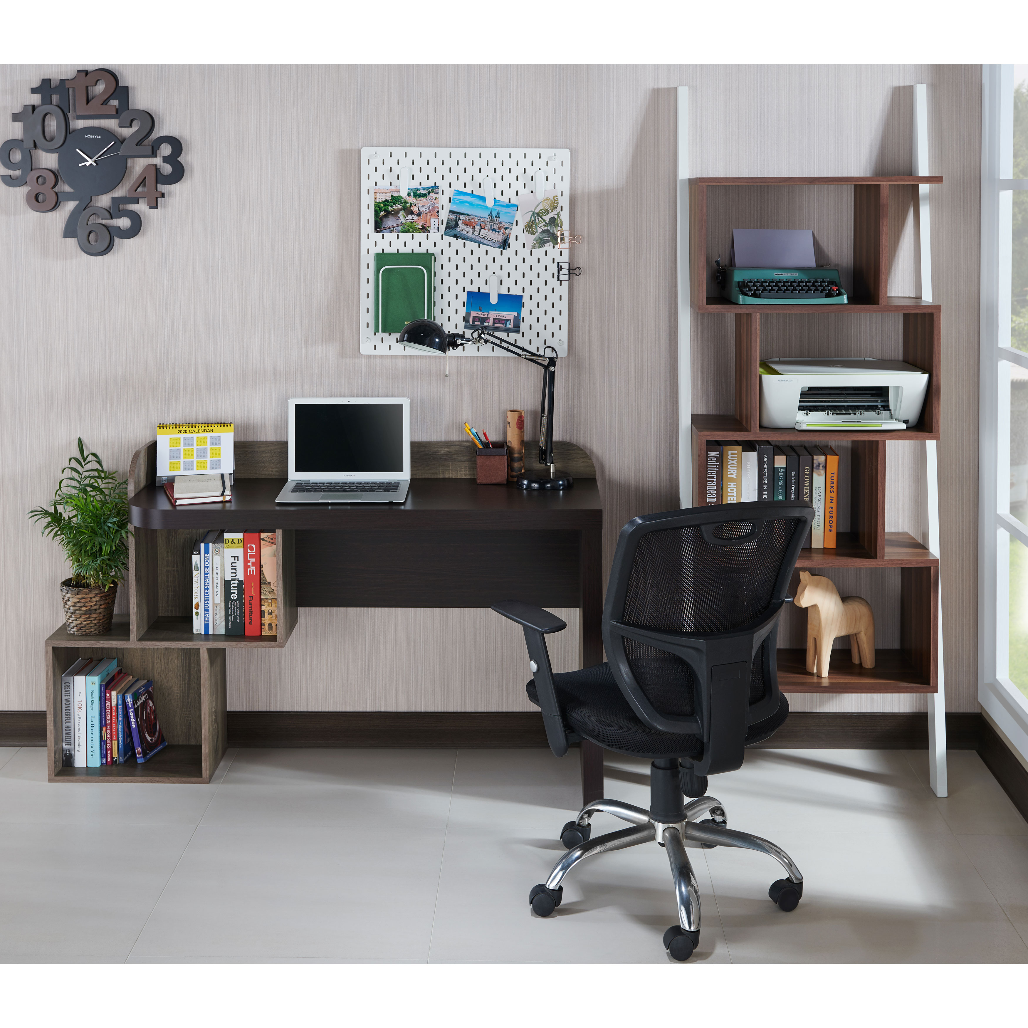 Furniture of America Boyne Modern Desk with Storage in Walnut Wood Finish