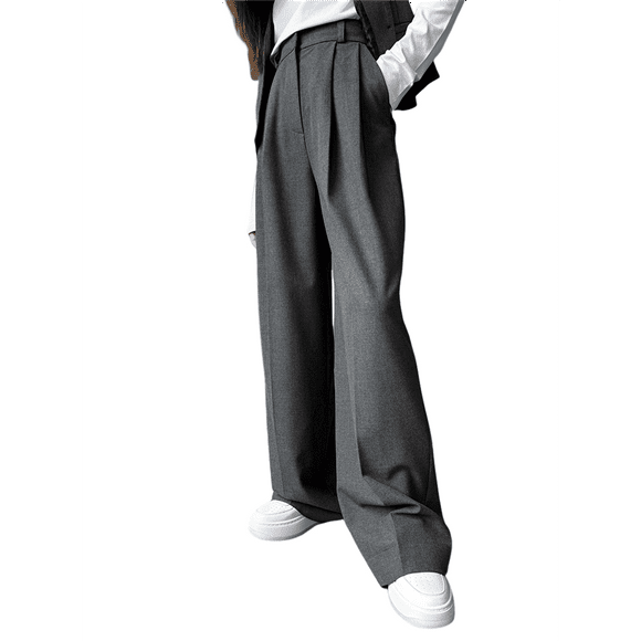 Women's Work Pants Wide Leg Dress Pants High Waisted Casual Business Office Pants Slacks Grey S