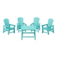 thumbnail image 2 of WestinTrends Malibu Kids 5-Piece HDPE Outdoor Square Patio Dining Table and Chairs Set, Turquoise, 2 of 15