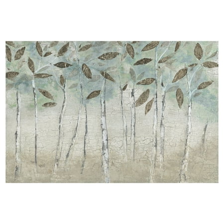 Wood Tree Art Masterpiece Art Gallery Rain Soft Woods Tree Trunks & Leaves by Galaxy of Graphics Canvas Art Print 24