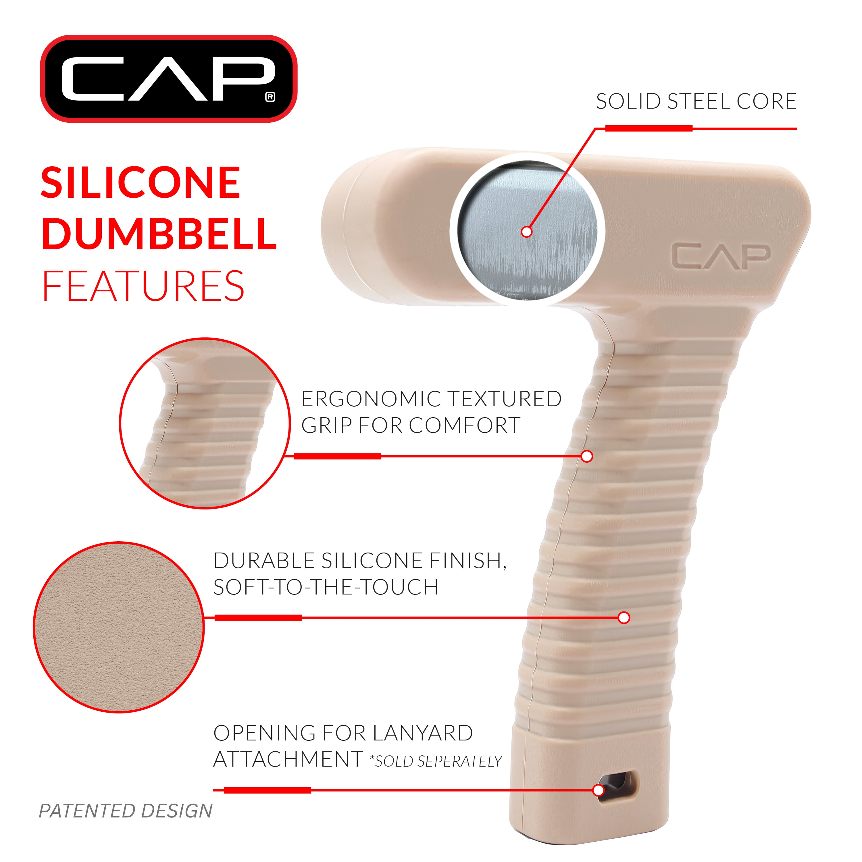 CAP 4.4 lb Silicone Dumbbell Pair, 2 x 2.2 lb Hand Weights for Walking, Boxing, Cardio & Strength Training