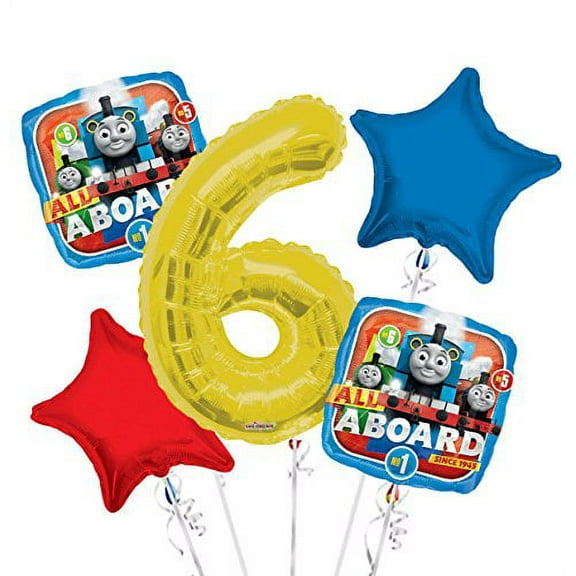 Thomas The Tank Balloon Bouquet 6th Birthday 5 pcs - Party Supplies