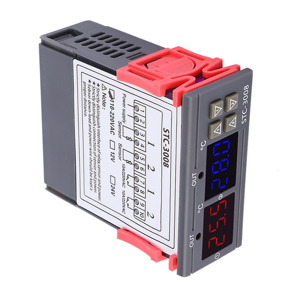with Integrated Sensor Digital Display ABS Flame Retardant Plastic Shell 0.1 ° C for Refrigeration Heating Devices Thermostat Temperature Control 12V 