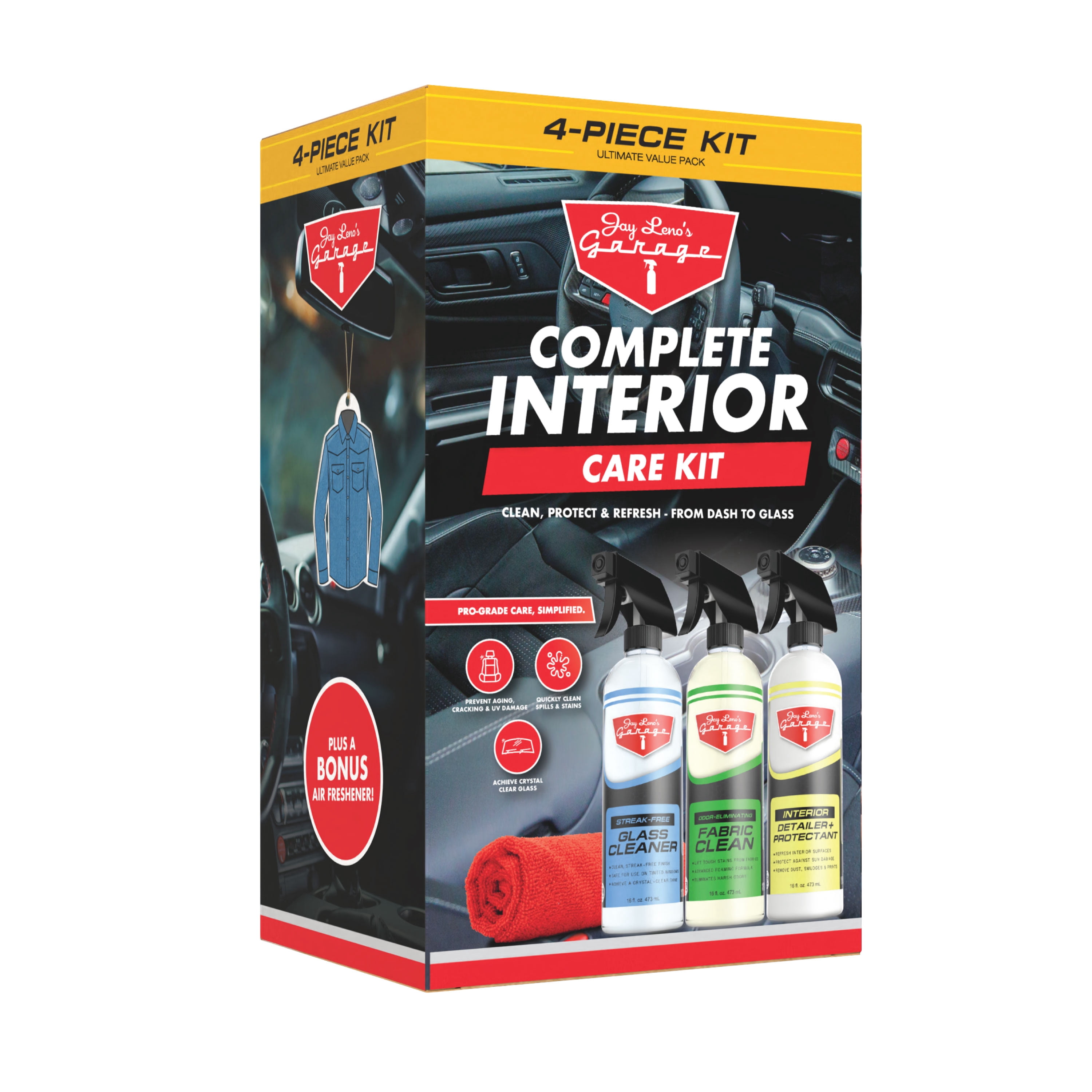 Jay Leno's Garage Complete Interior Care Kit for Dashboard, Seats & Glass, 5 Piece
