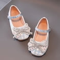 thumbnail image 6 of GiLiling Girls Mary Jane Dress Shoes, Sequin Upper with Rhinestone Bow, Hook-and-Loop Princess Flats for Party Dance Everyday Wear (White, 2.5 Years), 6 of 6