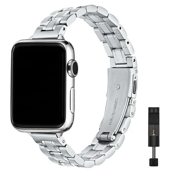 WFEAGL Stainless Steel Replacement Band Apple Watch 38/40/41mm Steel Wristband Silver