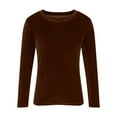 thumbnail image 4 of JIANJIA Blouses For Women Dressy Casual Velvet Solid Color Crew Neck Long Sleeve Soft Tunic Pullover Loose Autumn Winter Tops Daily-Wear, 4 of 5