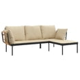 thumbnail image 3 of vidaXL 3 Piece Garden Lounge Set with Beige Cushions Poly Rattan, 3 of 5