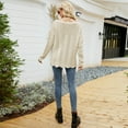 thumbnail image 3 of Vedolay Sweaters for Women Trendy Women's Crewneck Oversized Knit Warm Side Slit Pullover Sweater,Beige S, 3 of 4