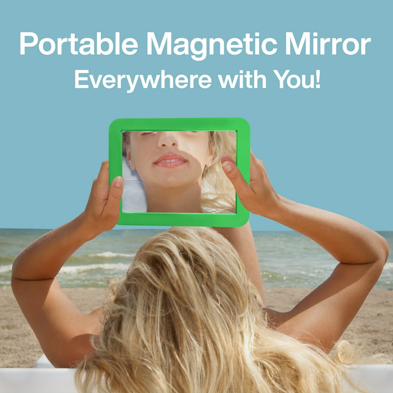 1 Magnetic Locker Mirror 5.5 inchx7 inch School Tool Workshop Refrigerator Travel Makeup, Blue