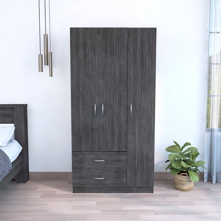 Boahaus Dortmund Modern Wengue Painted Adult Bedroom Armoire  3 Swing Opening Doors  for Bedroom