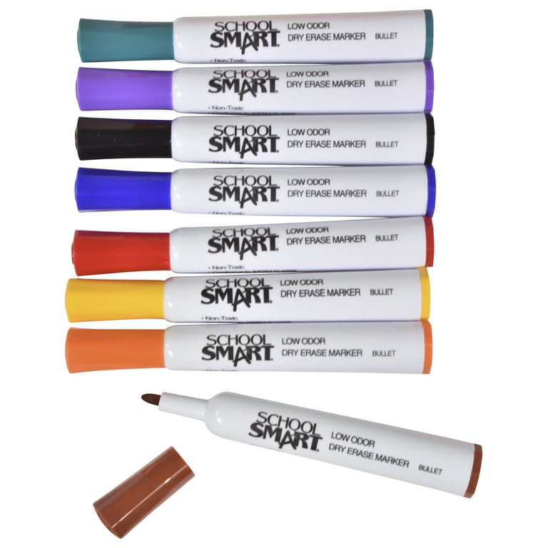 School Smart Art Markers, Chisel Tip, Assorted Colors, Pack of 8