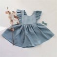 thumbnail image 5 of Tiijoy Toddler Girls Sleeveless Ruffle Dress Solid Backless Cotton Linen Dress, Sizes 2-3, 5 of 5