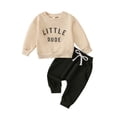 thumbnail image 1 of Qarigey Conjunto de ropa para niño, traje de otoño, pantalones para chico, traje de Color sólido, acabado de piel transpirable, cierre conjuntos de ropa Beige 110cm, 1 of 6