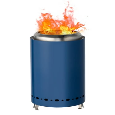 Smokeless Fire Pit - 7.1x7.1x9.7 Portable Outdoor Fireplace for Camping, Backyard Gatherings, BBQs - Blue Finish