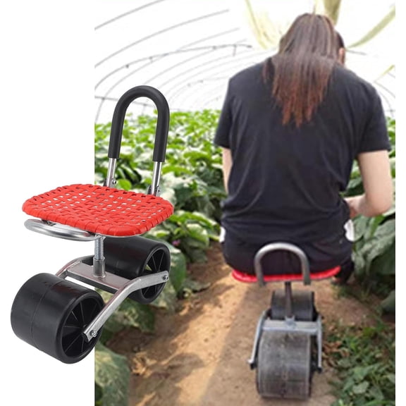Garden Seat with Wheels, Movable Multifunctional Labor Saving  Heavy Duty Scooter, Iron Comfortable Adjustable Gardening Stool for Lawn Yard Outdoor Planting