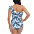 thumbnail image 5 of Picia Blue Shells Pattern Women's One Piece Swimsuits,One Shoulder Swimwear Asymmetric ,Ruffle Monokinis Bathing Suits,High Waisted Flattering Bathing Suits-X-Large, 5 of 8