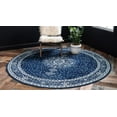 Dover Collection Rug 8 Ft Round Navy Blue LowPile Rug