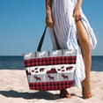 thumbnail image 4 of Yiaed Buffalo Plaid Forest Print Large Capacity Beach Travel Bag - Waterproof Zipper Vacation Tote for Sandproof Storage, and Camping, 4 of 5