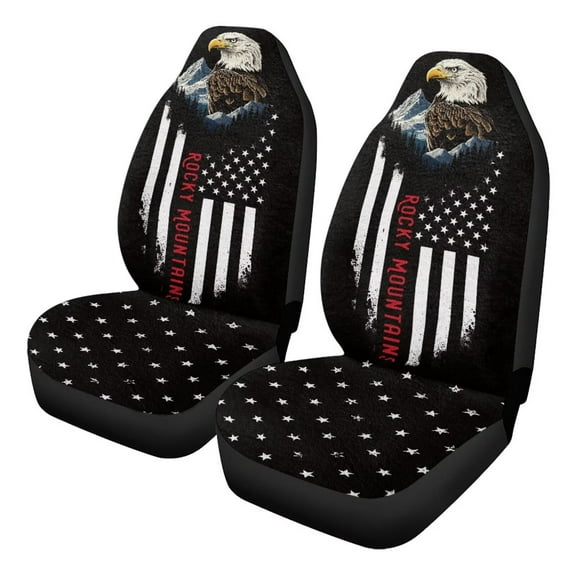 Uorisanigo 2PCS Car Seat Covers Front Seats Only, Rocky Mountain Eagle Split Automotive Cushion Cover, Vehicle Seat Protectors Driver Interior Accessories Universal for Most Cars, SUV