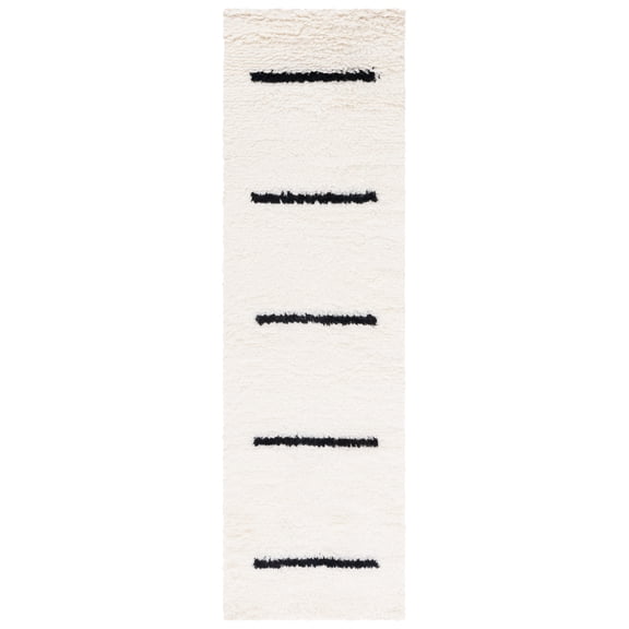 SAFAVIEH Kenya Siomha Striped Runner Rug, Ivory/Black, 2'3" x 8'