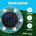 thumbnail image 5 of Bell+Howell Solar Outdoor Mosaic Disk Lights, 4 Pack Ultra-Premium Glass Decorative Pathway, Solar Outdoor Waterproof Disk, LED Pathway, Auto On/Off Lights - Blue, 5 of 7