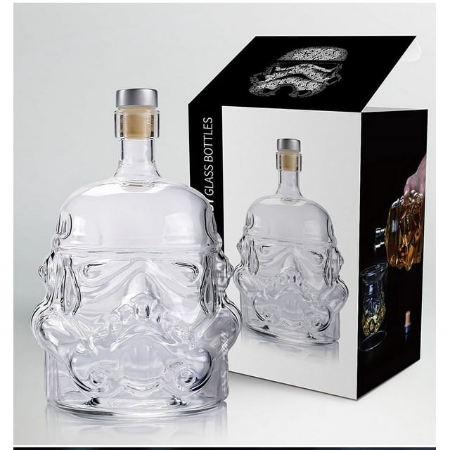 Star Wars Stormtrooper Themed High-Borosilicate Glass Wine Decanter Set - Heat & Cold Resistant Creative Spirit Server with Light Luxury Retro Design, Includes Bottle Only