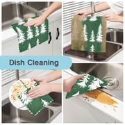 Natures Evergreens 6 Pack Kitchen Cleaning Cloths 11 x 11, Super Absorbent, Soft Double Layer Plush for Dish and Surface Cleaning