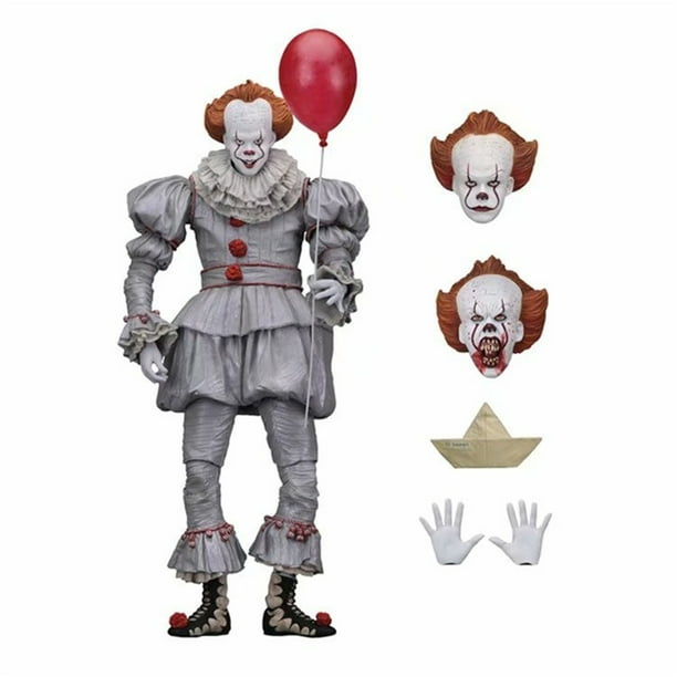 KEVCHE 18cm Figura Pennywise Juguetes, Película Pennywise Figuras de Terror Decoración de Escritorio Decoración Halloween Blanco, Pennywise Figura para Niños y Aficionados, Edad 3+