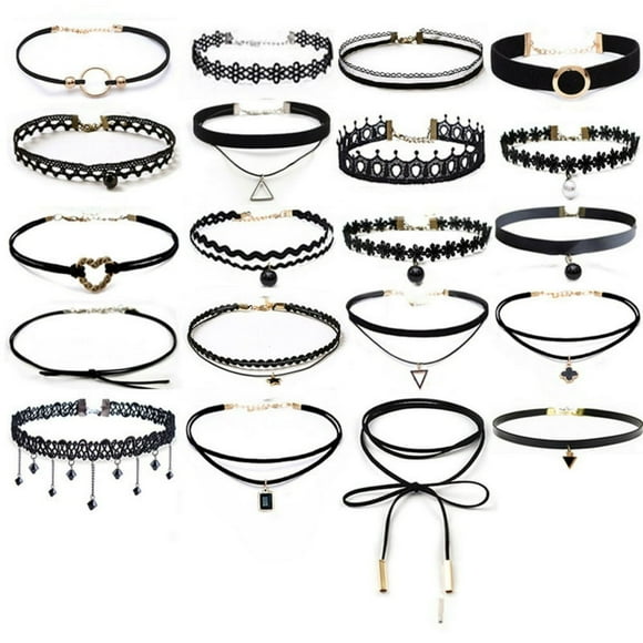 HLONK Choker Necklace for Women Velvet Black Choker Chain Lace Choker Necklace 20 Pcs