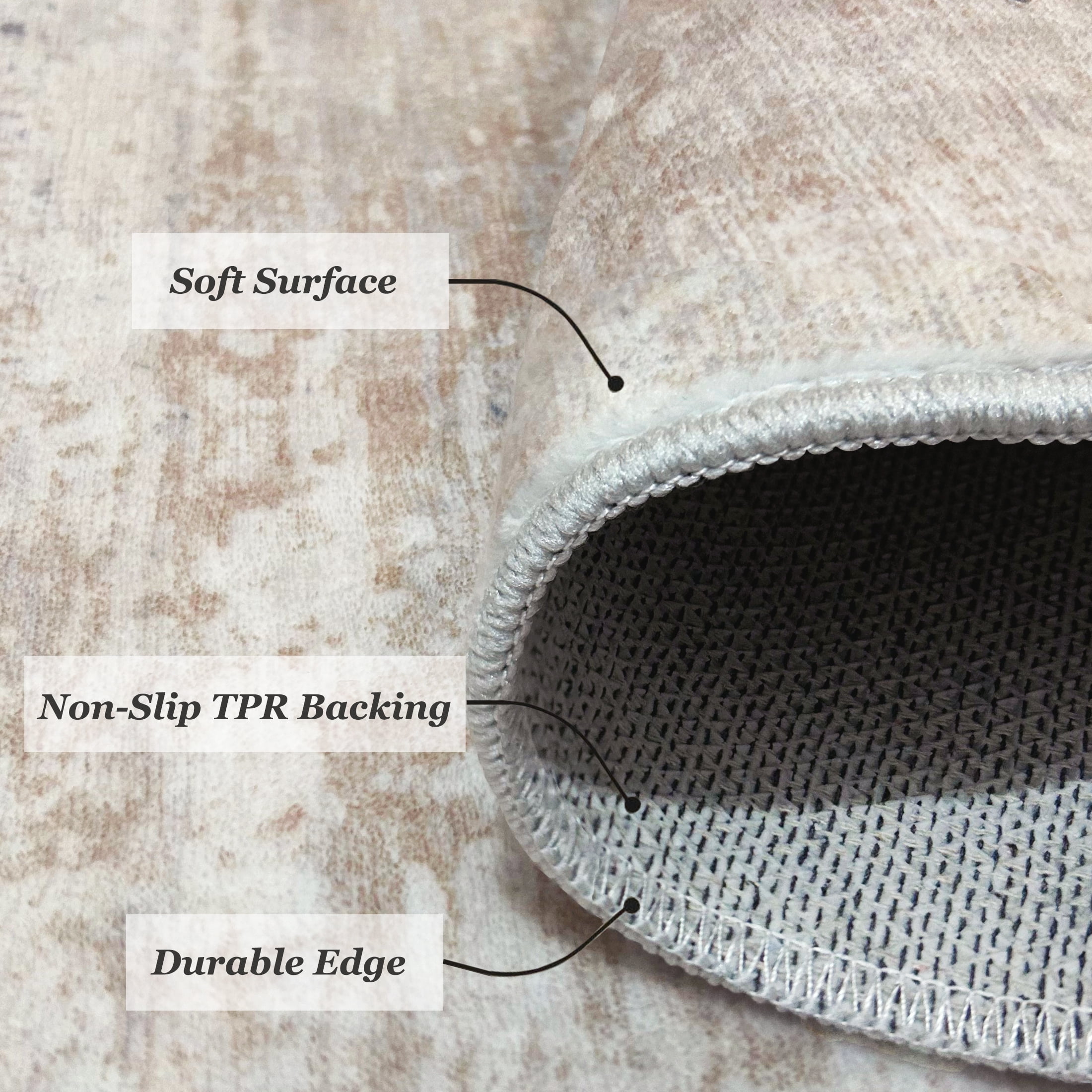 ARJINCUTE Distressed Abstract Beige Blue Area Rugs, 9'x12', Low Pile Machine Washable Non-Slip