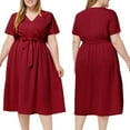 thumbnail image 6 of Plus Size Wedding Guest Dresses for Curvy Women Formal Short Sleeve Long Maxi Dress Summer Casual Outfits Red, 3XL, 6 of 6