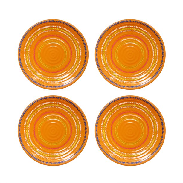 Mainstays Boho Cordoba Melamine Dinner Plate, 4 Pack, Orange Walmart