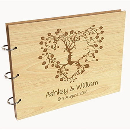 Darling Souvenir Personalized Engraved Laser Cut Wedding Guest Book Wooden Cover Sign-in Book Registry Guestbook Scrapbook-93