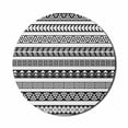 thumbnail image 1 of Boho Mouse Pad for Computers, Borders Geometric Folkloric, Round Non-Slip Thick Rubber Modern Gaming Mousepad, 8" Round, Black and White, by Ambesonne, 1 of 2