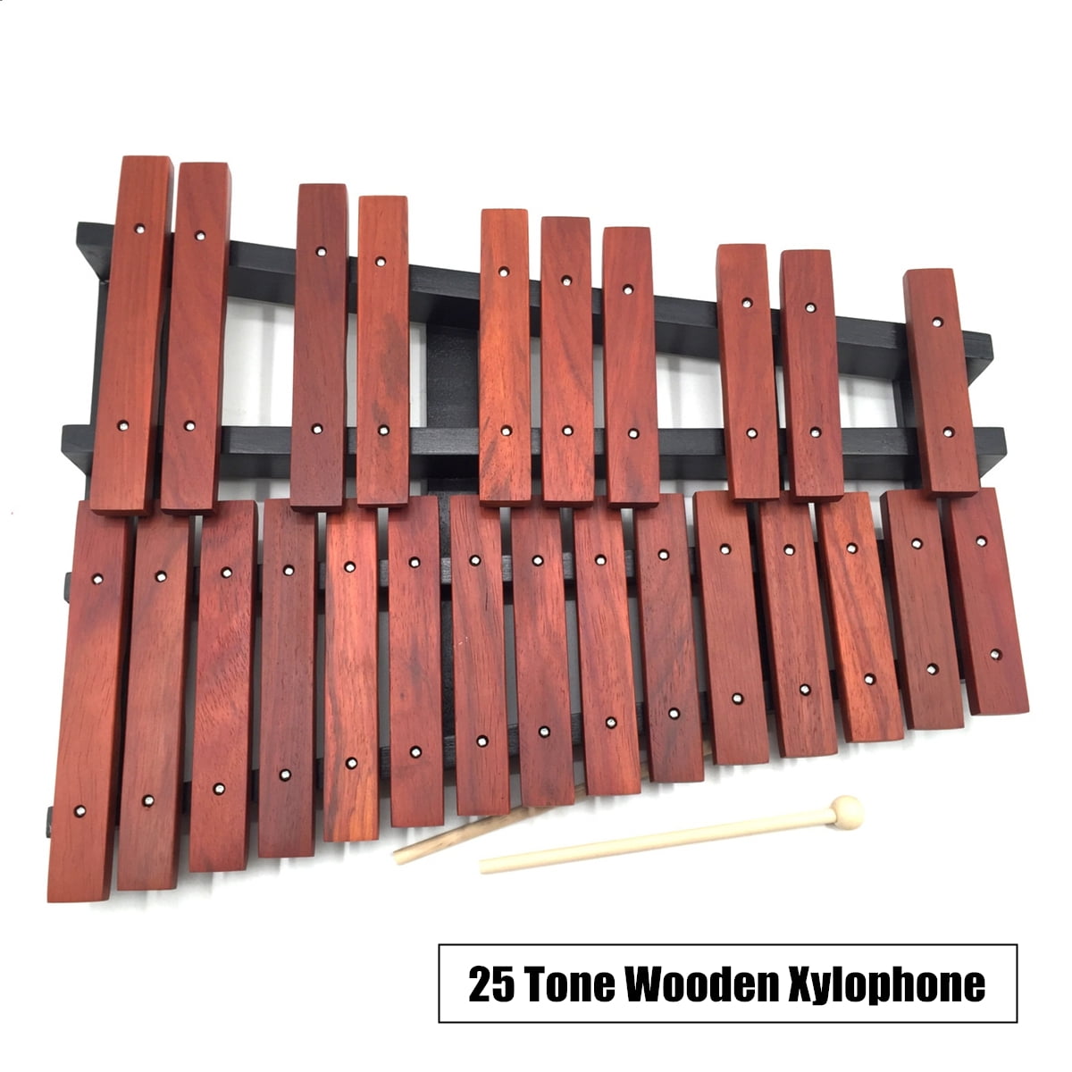 25 Sound Key Wooden Xylophone Mallets Board Stand Musical Percussion