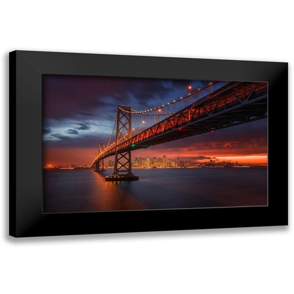 Harriman, Toby 14x10 Black Modern Framed Museum Art Print Titled - Fire over San Francisco