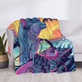 thumbnail image 3 of Honeii Hip-Hop DJ Dolphin print throw blanket, crafted from cozy cotton flannel, offers versatile home decor as a bedding suitable for all seasons.-50"x40", 3 of 6