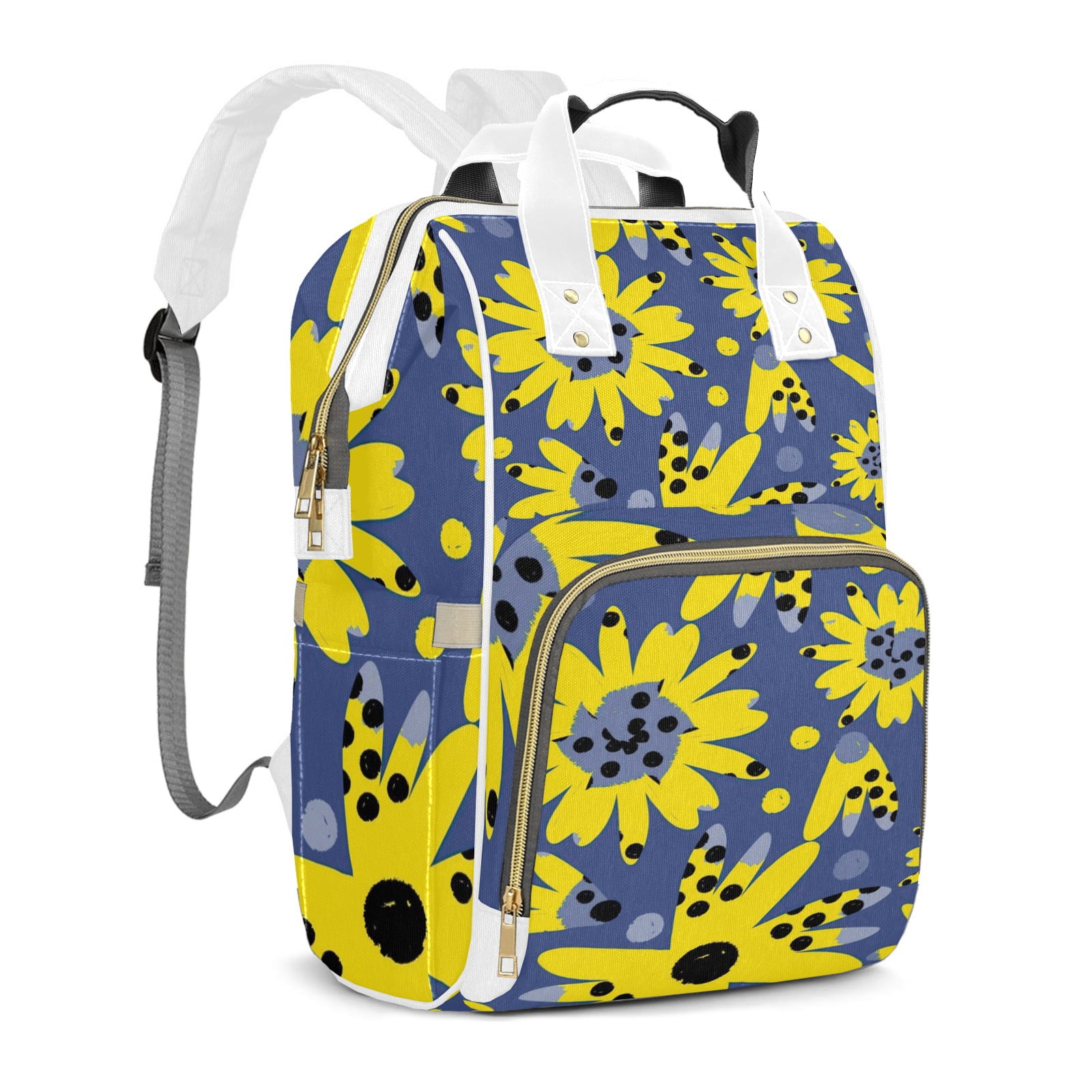 Abstract Flowers Diaper Backpack ? Large Capacity, Insulated Baby Bottle Pocket, Multifunctional Mommy Bag for Boys & Girls