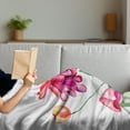 thumbnail image 3 of Dahlia Soft Flannel Fleece Throw Blanket, Watercolor Blooms in Pastel Summer Peony Flowered Orchid Dahlias, Cozy Plush for Indoor and Outdoor Use, 60" x 80", Fuchsia Red, by Ambesonne, 3 of 5