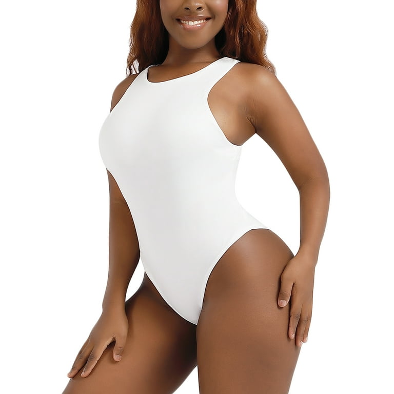 SHCKE Women Round Neck Shapewear Bodysuit Slimming Underwear Tummy Control  Sleeveless Tanks Tops Full Body Shaper Round Neck Jumpsuit 