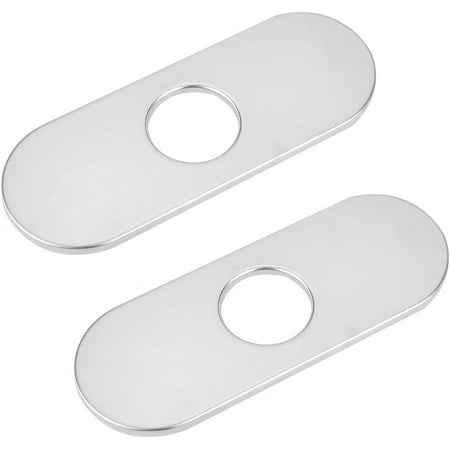 2pc 304 Stainless Steel Sink Hole Covers Deck Plate for Bathroom Vanity Sink 3-to-1 Kitchen Faucet Escutcheon Plate Stainless Steel Color 160x60.5x5.5mm Hole: 35mm