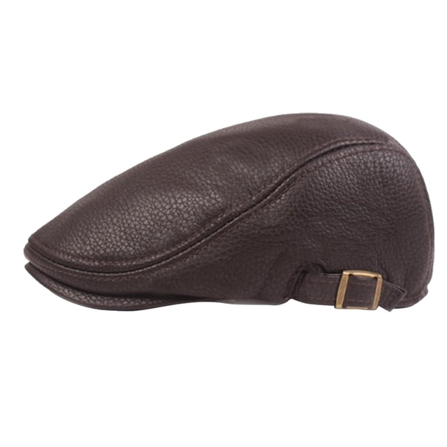 Qarigey Boinas masculinas Gorra de estilo francés Ajustable PU Sombrero de cuero Newsboy Gorras Casual Moda Algodón Sombreros Decoración Pintor Otoño Sombreros Marrón Ajustable Qarigey AP013441-02