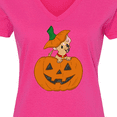 thumbnail image 4 of Inktastic Halloween Chihuahua Pumpkin Women's V-Neck T-Shirt, 4 of 5