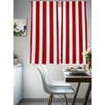 thumbnail image 3 of Sheer Curtains Red Stripes 2 Panels Voile Window Drapes Vertical Striped Light Filtering Window Treatments Semi Sheer Curtain Panels for Living Room Bedroom Bathroom 52x63 inches, 3 of 8